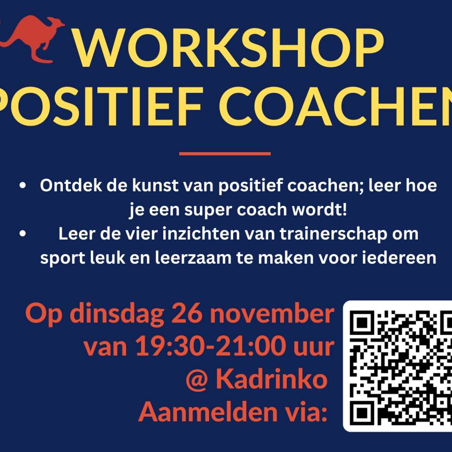 Workshop positief coachen op dinsdag 26 november