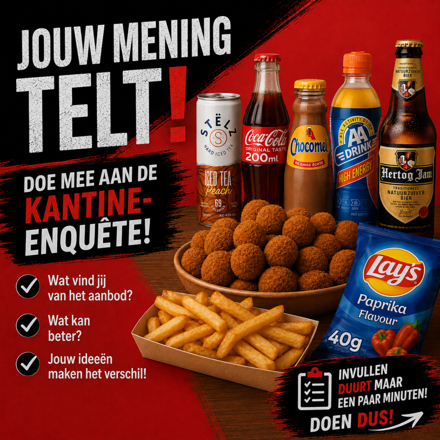 Wensen of opmerkingen mbt de kantine? Vul de enquête in!